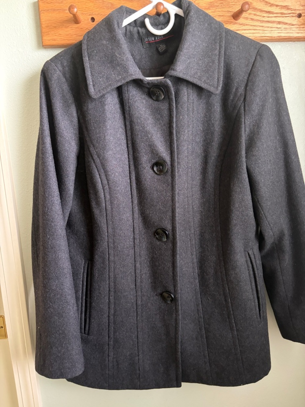 Jason Kole Women's Charcoal Wool-Blend Pea Coat